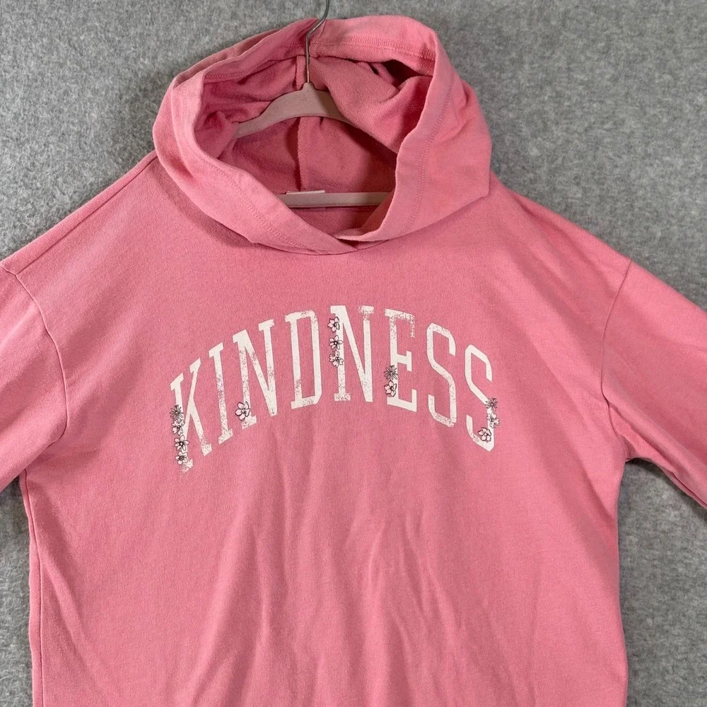 Gap Kids Girls XL 12 Sweatshirt Dress Pink Kindness Floral‎ Graphic Hoodie Comfy